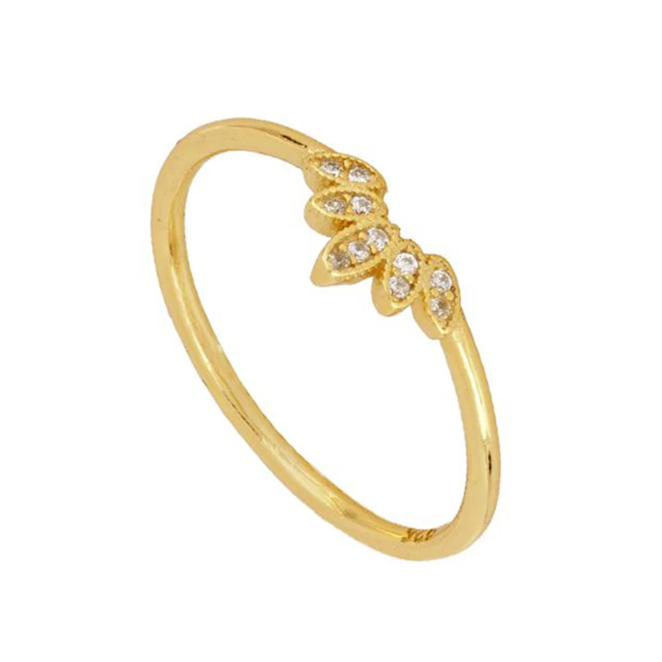 925 Sterling Silver 18k Gold Plated Cubic Zircon Leaf Ring For Woman Engagement Ring
925 Sterling Silver 18k Gold Plated Cubic Zircon Leaf Ring For Woman Engagement Ring