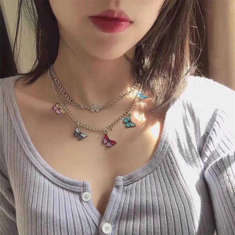 Wholesale new double layered women fashion elegant shell stainless steel pendant butterfly necklace
Wholesale new double layered women fashion elegant shell stainless steel pendant butterfly necklace