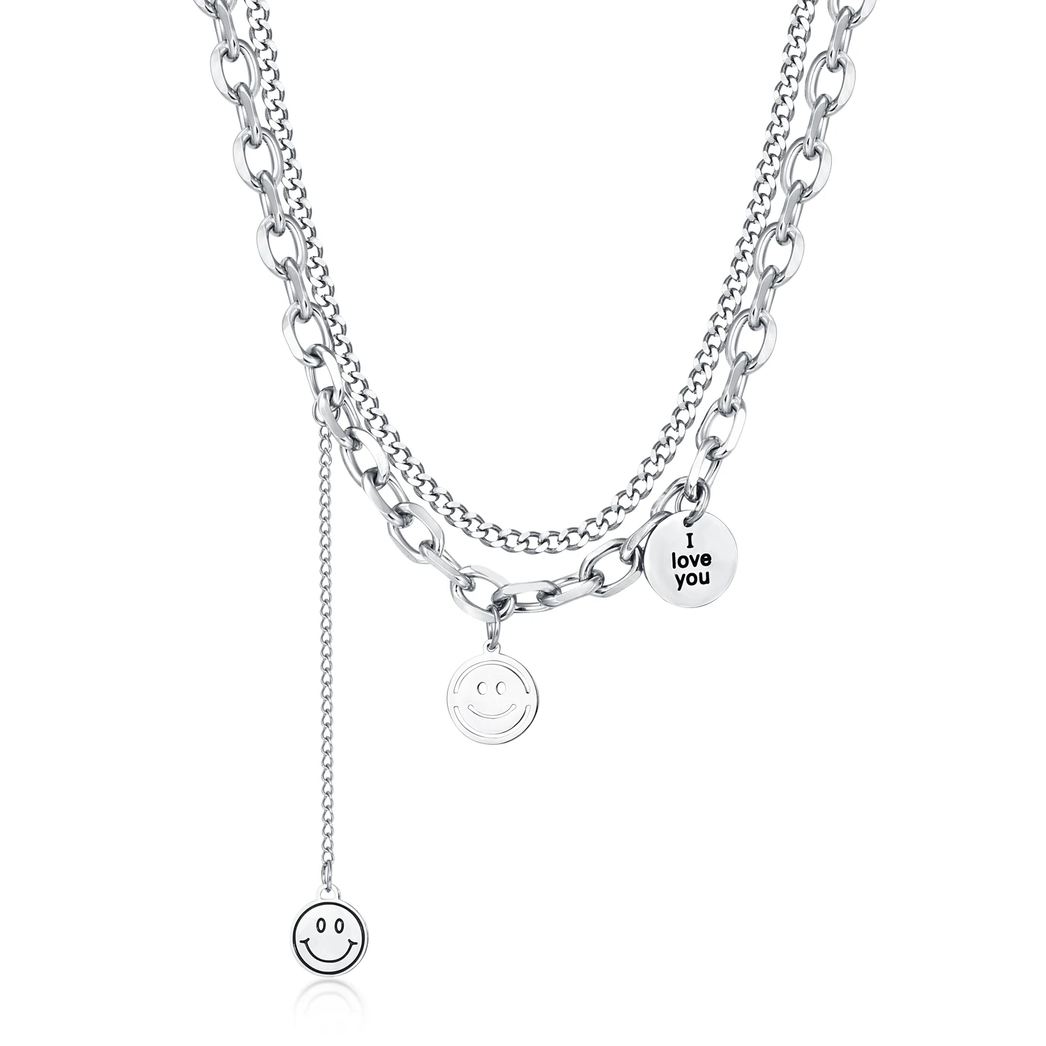 Hot Selling Product Stainless Steel Double Layer Smiling Face Tassel Long Pendant Necklace Chain Choker
Hot Selling Product Stainless Steel Double Layer Smiling Face Tassel Long Pendant Necklace Chain Choker