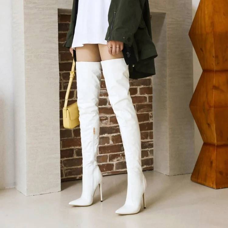 Patent Leather Stretch Over the Knee Boots Pointed Toe Stiletto High Heeled Shoes Large Size 48 Thigh High Boots Women's Shoes, Black,white,red
Patent Leather Stretch Over the Knee Boots Pointed Toe Stiletto High Heeled Shoes Large Size 48 Thigh High Boots Women's Shoes, Black,white,red