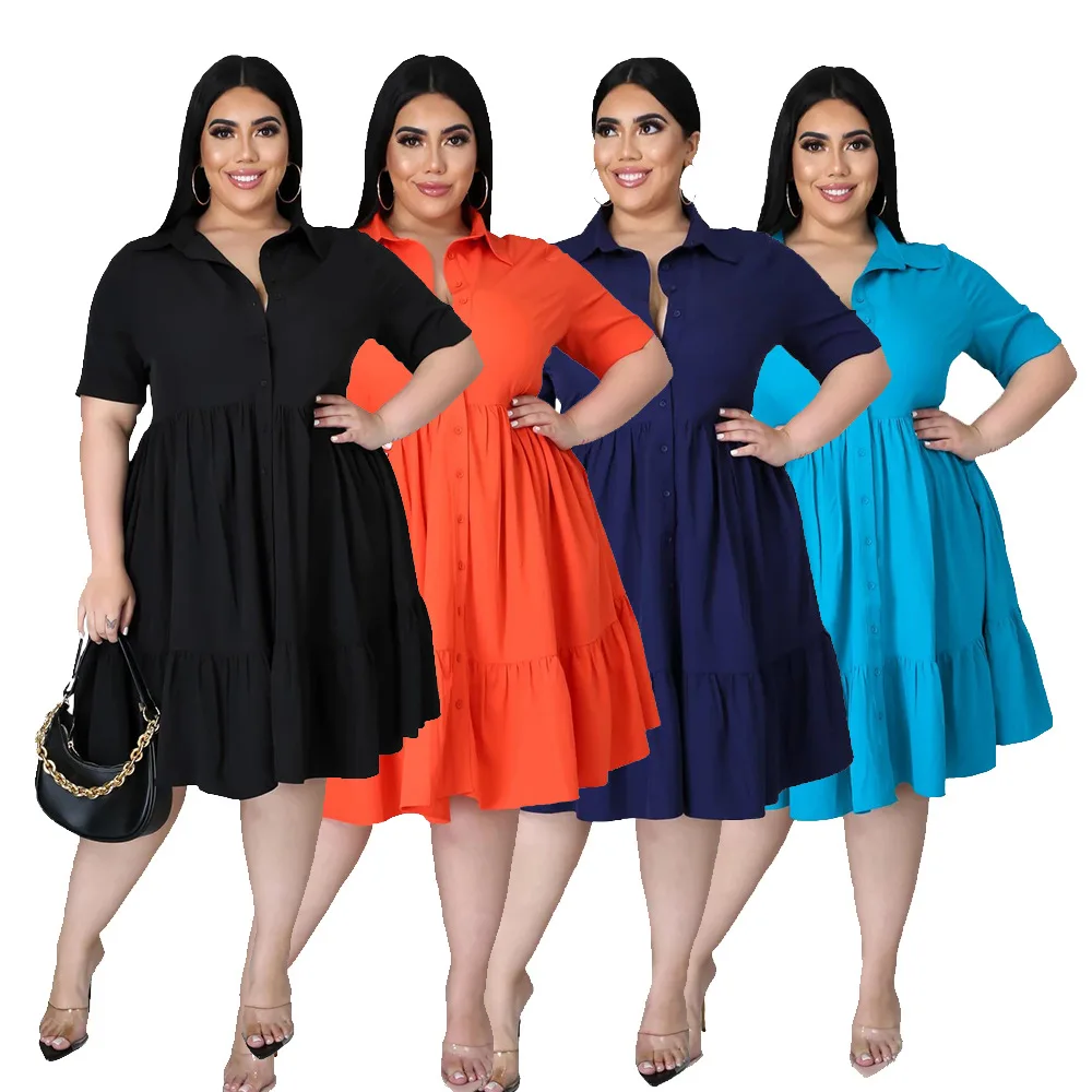 FJ1201 summer 2021 Plus size dress women clothing fashion casual solid short sleeve shirt dresses Wholesale dropshipping
FJ1201 summer 2021 Plus size dress women clothing fashion casual solid short sleeve shirt dresses Wholesale dropshipping