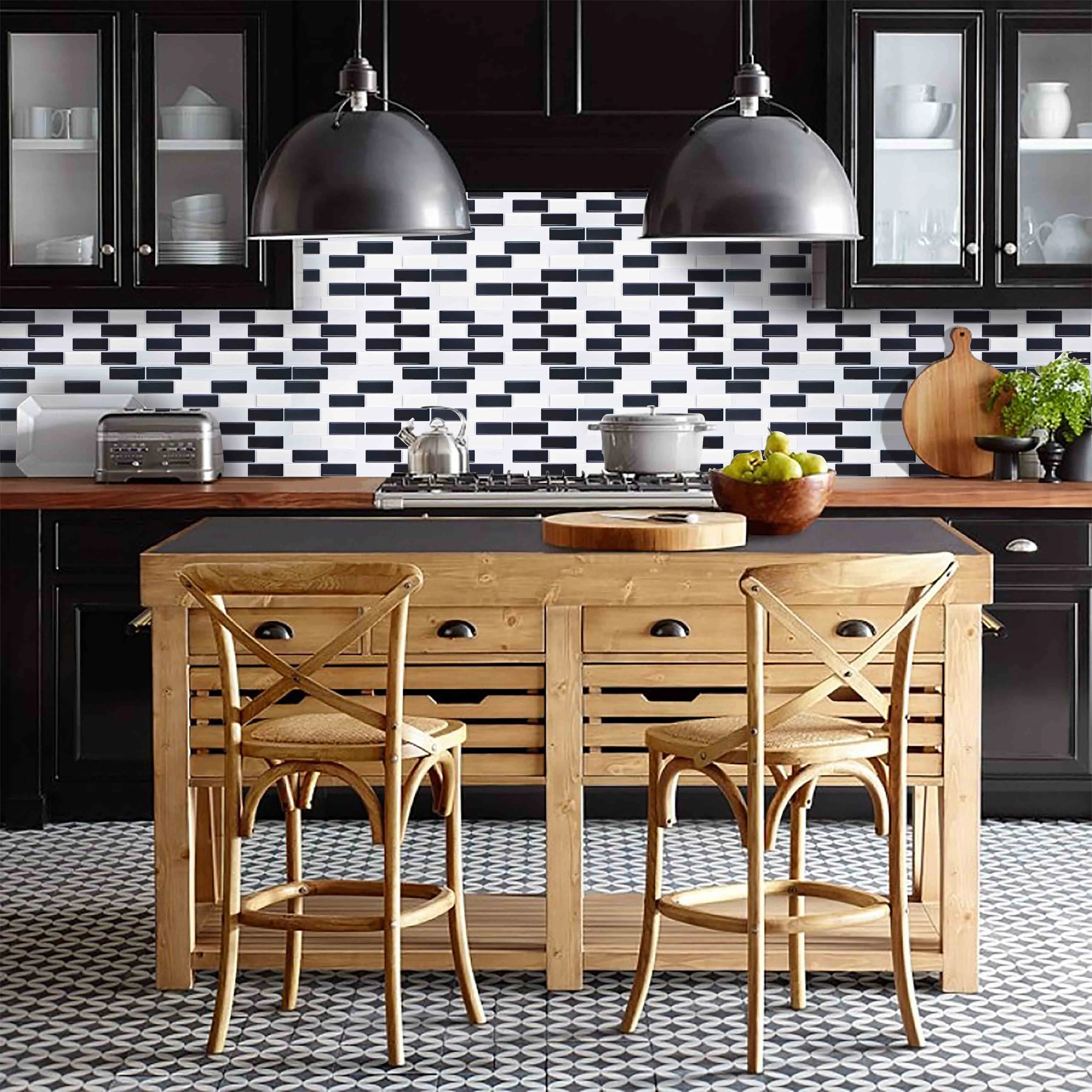 3D Self-Adhesive Wall Stickers Simulation European Geometric Tile Stickers Wall Sticker Multicolor