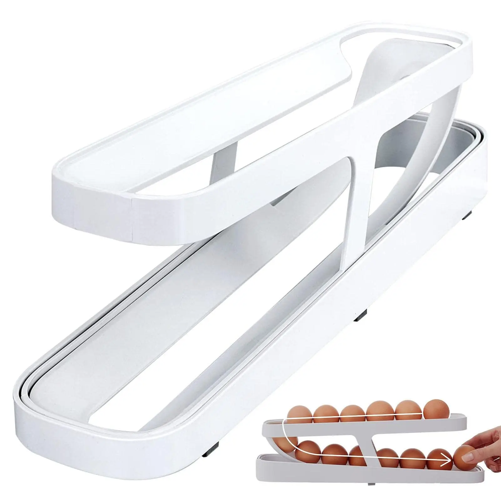 2023 hot selling plastic Rolldown Egg Dispenser Egg-rolling storage rack for refrigerator
2023 hot selling plastic Rolldown Egg Dispenser Egg-rolling storage rack for refrigerator