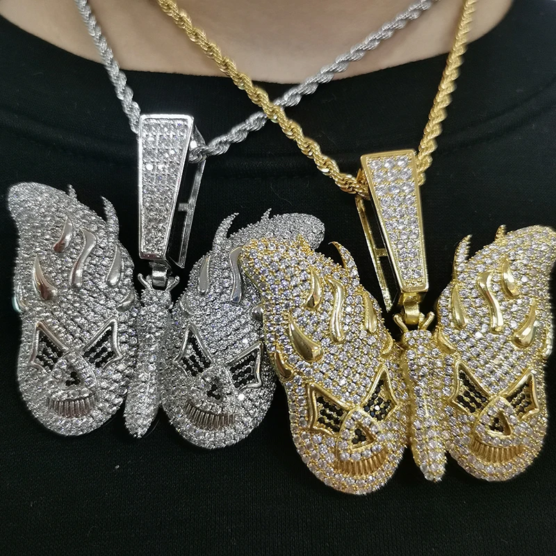 Hip hop fashion ice out pendant Hip hop Jewelry Women's Gold Ice Cube Zirconia Flame Butterfly pendant charm necklace
Hip hop fashion ice out pendant Hip hop Jewelry Women's Gold Ice Cube Zirconia Flame Butterfly pendant charm necklace