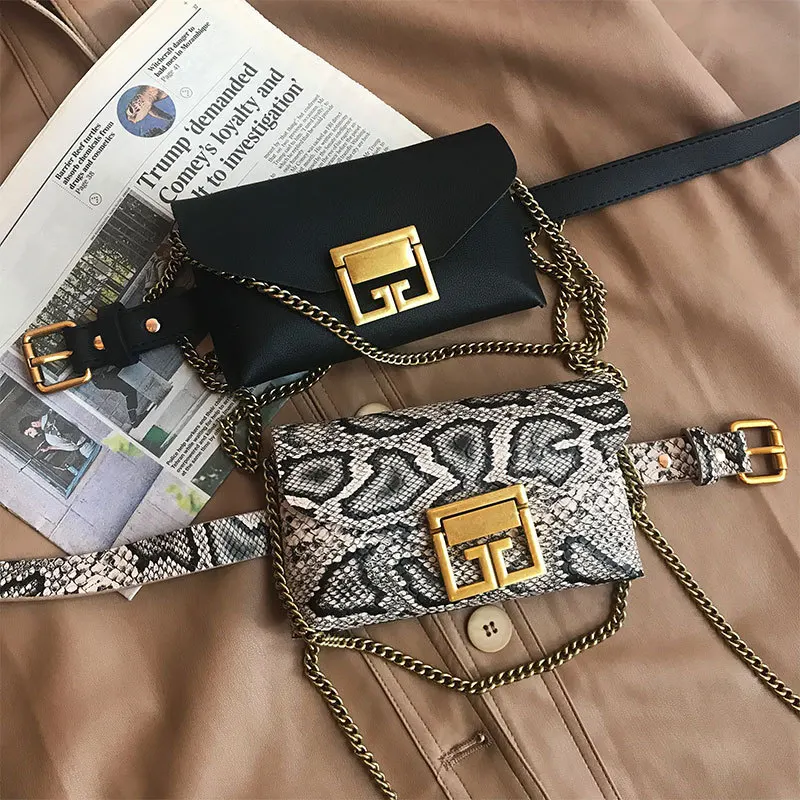 2021 Women's Waist Bag ins Hot Python Pattern Mini Shoulder Bag Waist Bags For Women, Black chain belt bag, long chain can be detached...
2021 Women's Waist Bag ins Hot Python Pattern Mini Shoulder Bag Waist Bags For Women, Black chain belt bag, long chain can be detached...