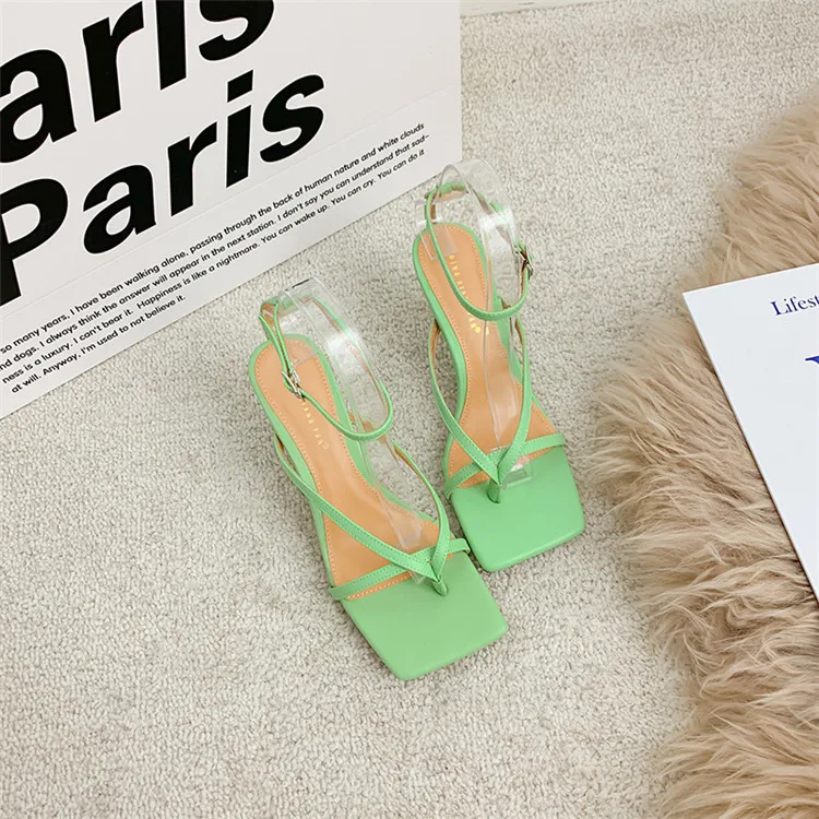 Spring and summer new candy colored strappy sandals catwalk square open toe high heels, Picture
Spring and summer new candy colored strappy sandals catwalk square open toe high heels, Picture