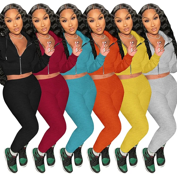 Fall Fashion 2021 Solid Color Zipper Crop Top Long Sleeve Tracksuit Women Two Piece Pants Set Sweatsuit
Fall Fashion 2021 Solid Color Zipper Crop Top Long Sleeve Tracksuit Women Two Piece Pants Set Sweatsuit