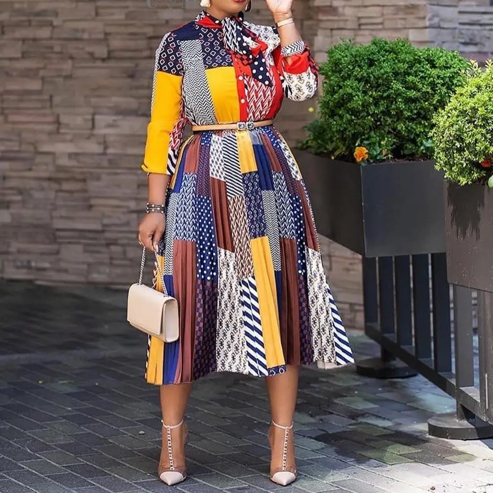 Women print polka dot long sleeve chiffon midi dress plus size casual style, Blue or customized
Women print polka dot long sleeve chiffon midi dress plus size casual style, Blue or customized