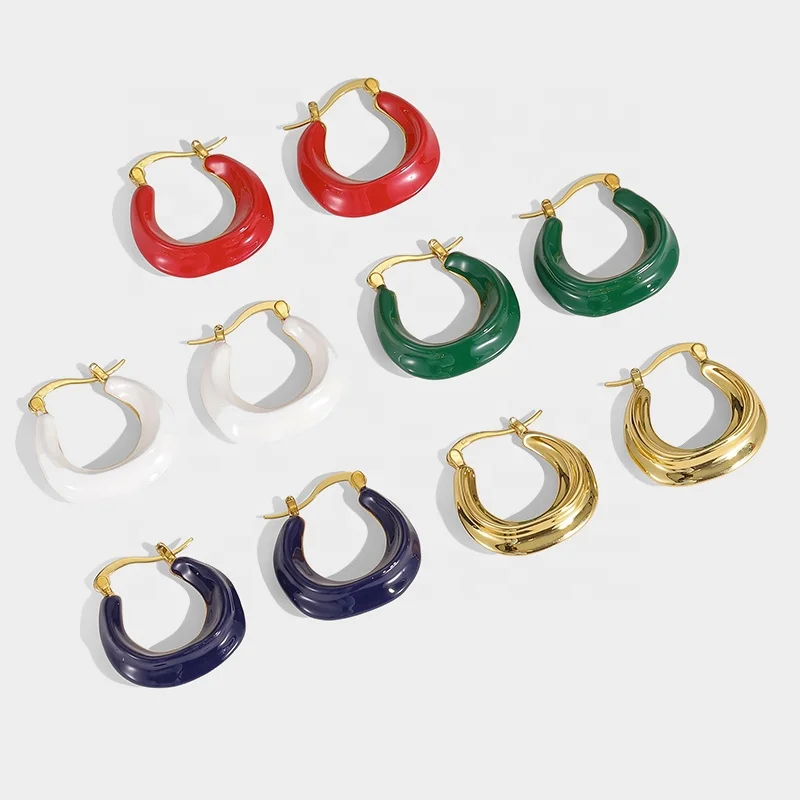 Fashion Multicolor Brass Gold-plated Custom Twisted Bend Ring Inlaid Enamel Earrings, Picture shows
Fashion Multicolor Brass Gold-plated Custom Twisted Bend Ring Inlaid Enamel Earrings, Picture shows