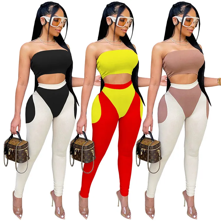 Casual Sportswear Patchwork 2 Piece Outfits Sexy Off the Shoulder Tube Crop Top + Leggings Slim Two Piece Set Jogger, As picture
Casual Sportswear Patchwork 2 Piece Outfits Sexy Off the Shoulder Tube Crop Top + Leggings Slim Two Piece Set Jogger, As picture