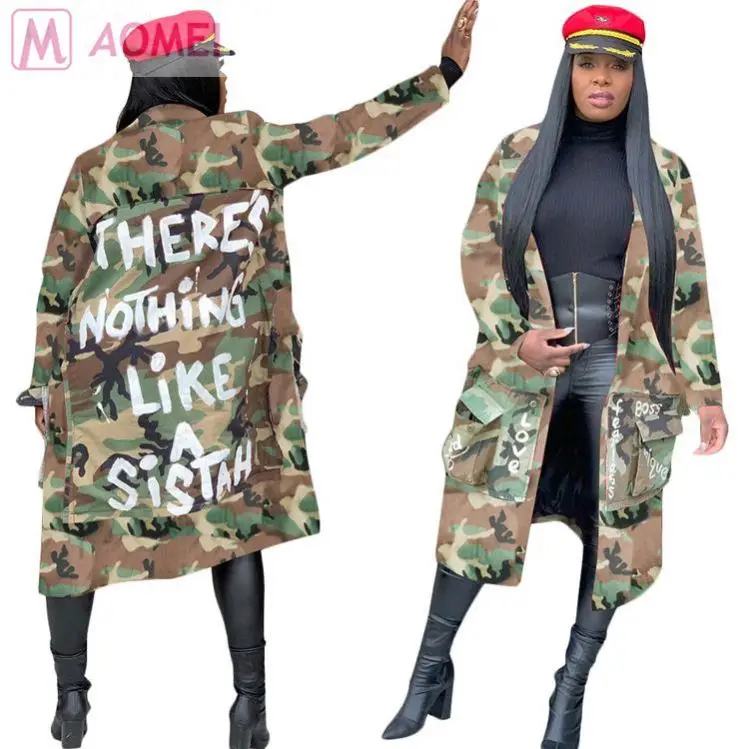 amazon 2021 S2152 newest design camouflage letter print long cardigan coat Wholesale Women Clothing
amazon 2021 S2152 newest design camouflage letter print long cardigan coat Wholesale Women Clothing