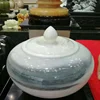 White onyx gemston decorative personalized and exhibition souvenir gifts, Onyx pot, round empty decorative christmas gift box