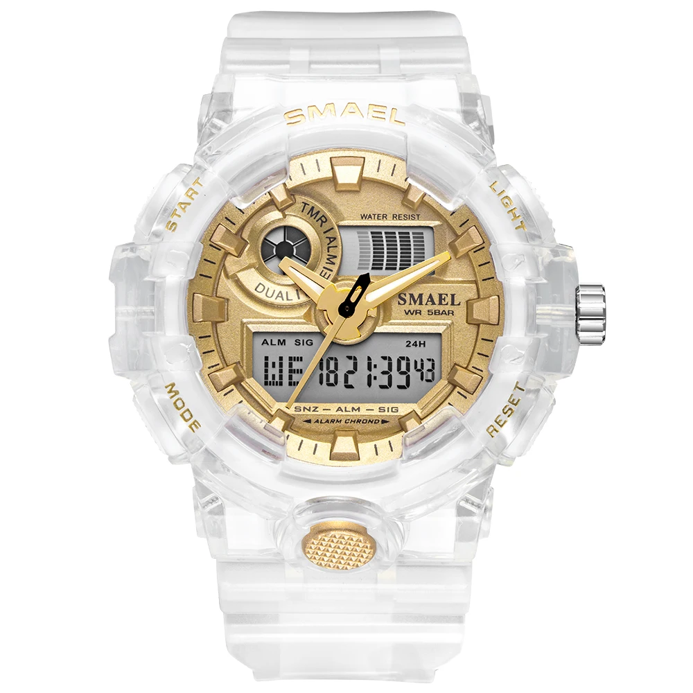 new arrival multicolor smael 8023 transparent strap 50m waterproof women couple sport watch
new arrival multicolor smael 8023 transparent strap 50m waterproof women couple sport watch