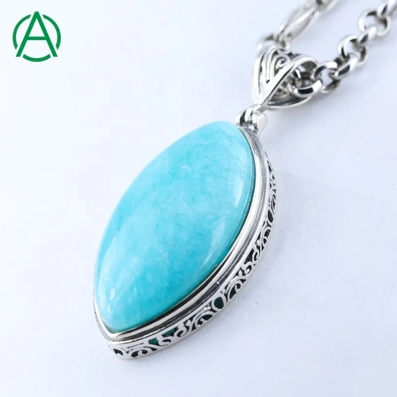 ArthurGem 925 Sterling Silver Pendant Simple Design Amazonite Pendant Necklace Jewelry, Blue
ArthurGem 925 Sterling Silver Pendant Simple Design Amazonite Pendant Necklace Jewelry, Blue
