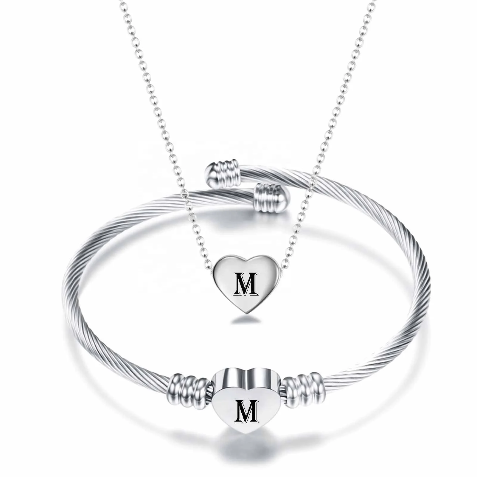 New stainless steel 26-letter necklace bracelet set titanium steel fashion jewelry set women
New stainless steel 26-letter necklace bracelet set titanium steel fashion jewelry set women
