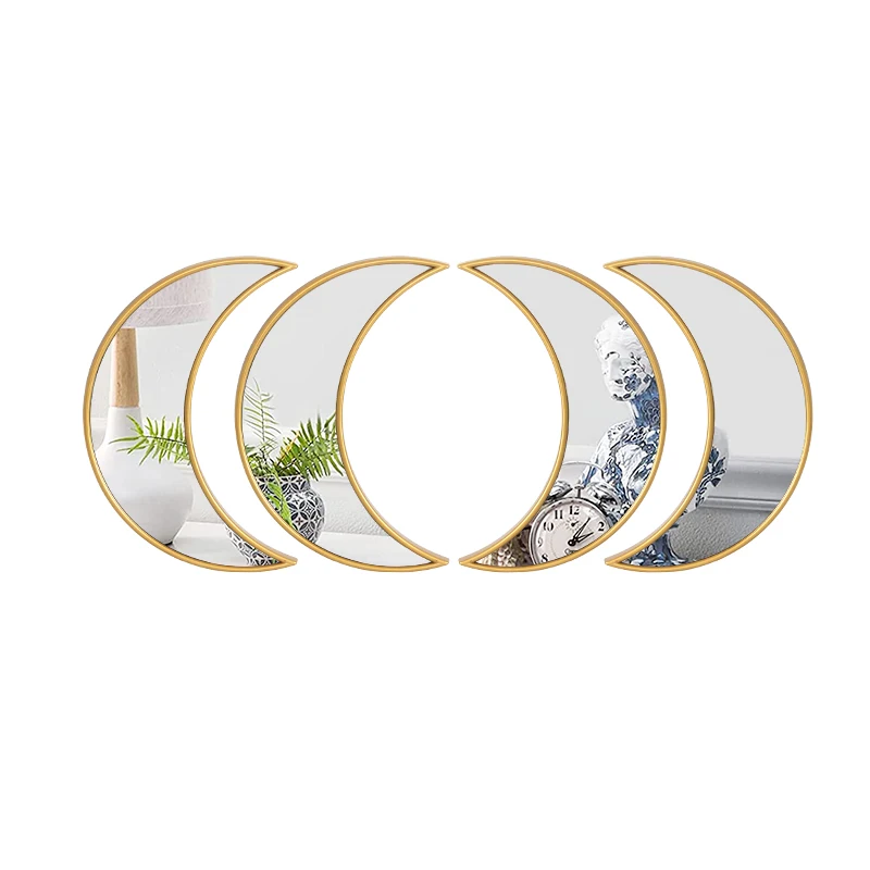 Golden Plastic Moon Phase Mirror Set 4pcs Decor Bohemian Moon Mirror Wall Decor for Living Room Bedroom
Golden Plastic Moon Phase Mirror Set 4pcs Decor Bohemian Moon Mirror Wall Decor for Living Room Bedroom