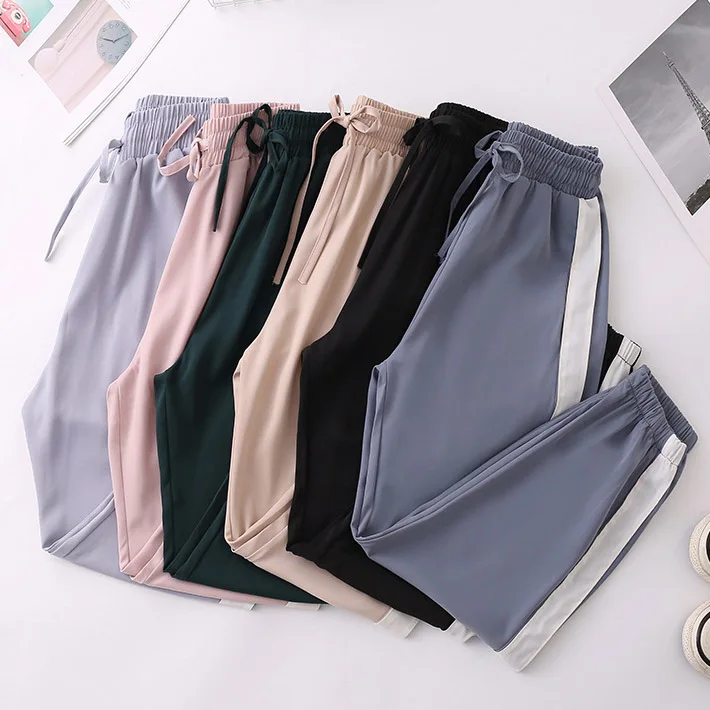 Wholesale Cheap Summer Thin Basic Elastic High Waist Long Striped Loose Girls Jogger Trousers Ladies Sports Casual Pants Woman
Wholesale Cheap Summer Thin Basic Elastic High Waist Long Striped Loose Girls Jogger Trousers Ladies Sports Casual Pants Woman