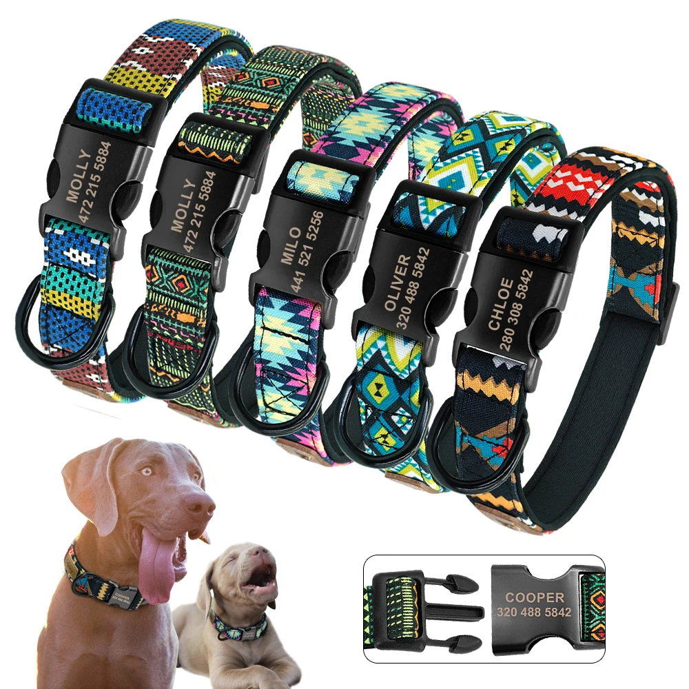Personalized Dog Collar Nylon Custom Pet Dog Tag Collars Printed Plaid Puppy Nameplate ID Collars For Medium Large Dogs Engraved
Personalized Dog Collar Nylon Custom Pet Dog Tag Collars Printed Plaid Puppy Nameplate ID Collars For Medium Large Dogs Engraved