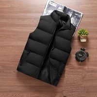 

Hot sell wholesale custom LOGO zipper winter jacket black quilted down puffer vest men