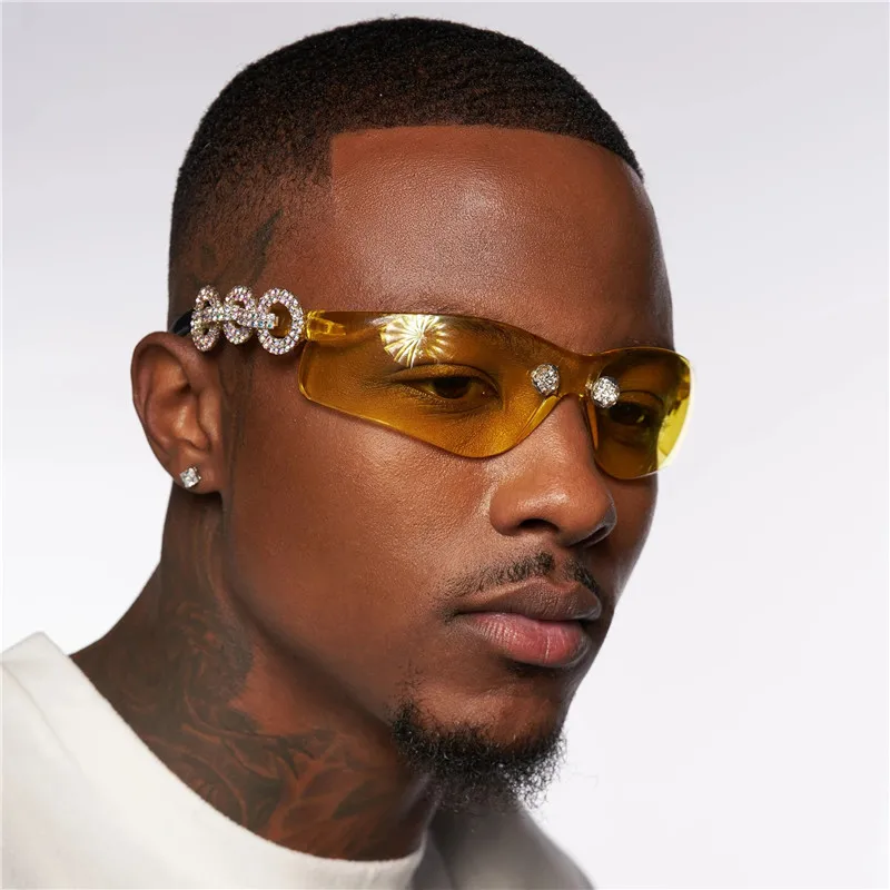 Luxury Handcrafted Czech Crystal One In A Million Yellow Wrap Around One Piece Glasses Italian Shades Sunglasses Men Women
Luxury Handcrafted Czech Crystal One In A Million Yellow Wrap Around One Piece Glasses Italian Shades Sunglasses Men Women