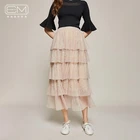 Casual Mid-calf Beading Lady Maxi Knitted Ruffles Skirt Autumn Women Skirts