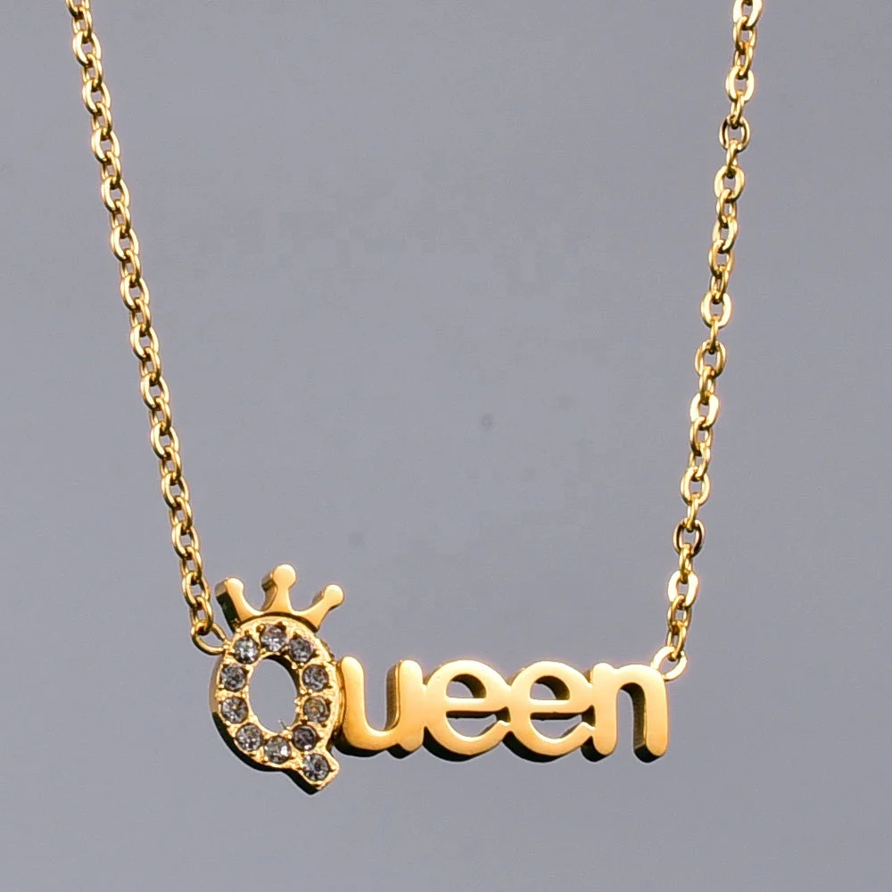 Fashion Exquisite Crystal Letter Queen Charm Necklace 18k Gold Plated Stainless Steel letter necklace jewelry
Fashion Exquisite Crystal Letter Queen Charm Necklace 18k Gold Plated Stainless Steel letter necklace jewelry