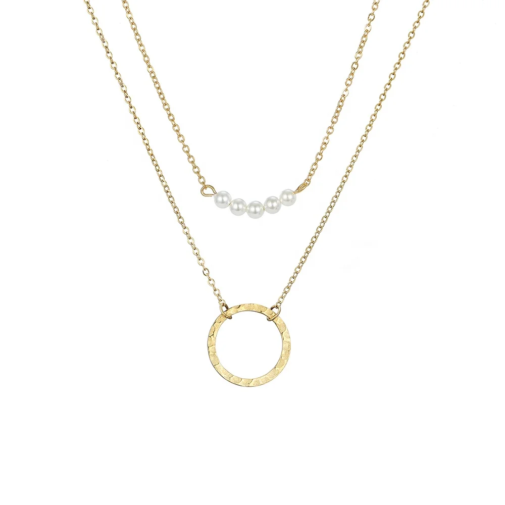 316L Stainless Steel Necklace White Pearls Choker Necklace Gold Circle Ring Necklace Jewelry For Women
316L Stainless Steel Necklace White Pearls Choker Necklace Gold Circle Ring Necklace Jewelry For Women