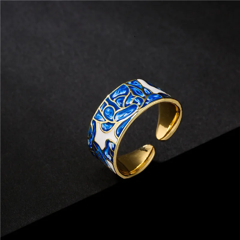 Chinese Traditional Blue And White Porcelain Enamel Open Rings Adjustable Colorful Oil Drip Flower Rings
Chinese Traditional Blue And White Porcelain Enamel Open Rings Adjustable Colorful Oil Drip Flower Rings