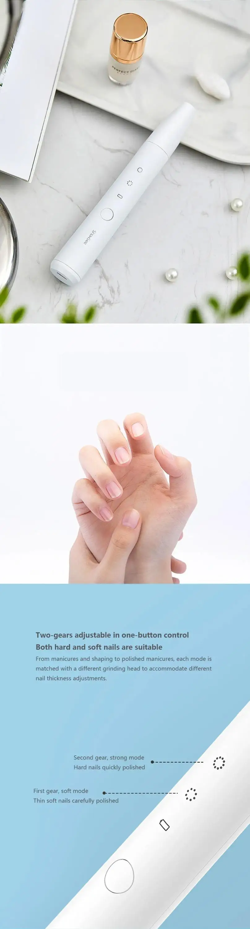 Youpin Showsee Electric Nail Trimmer Nail Clipper Rechargeable Foot Hand Nail Polisher Grinder Manicure Grinding Polishing Tool