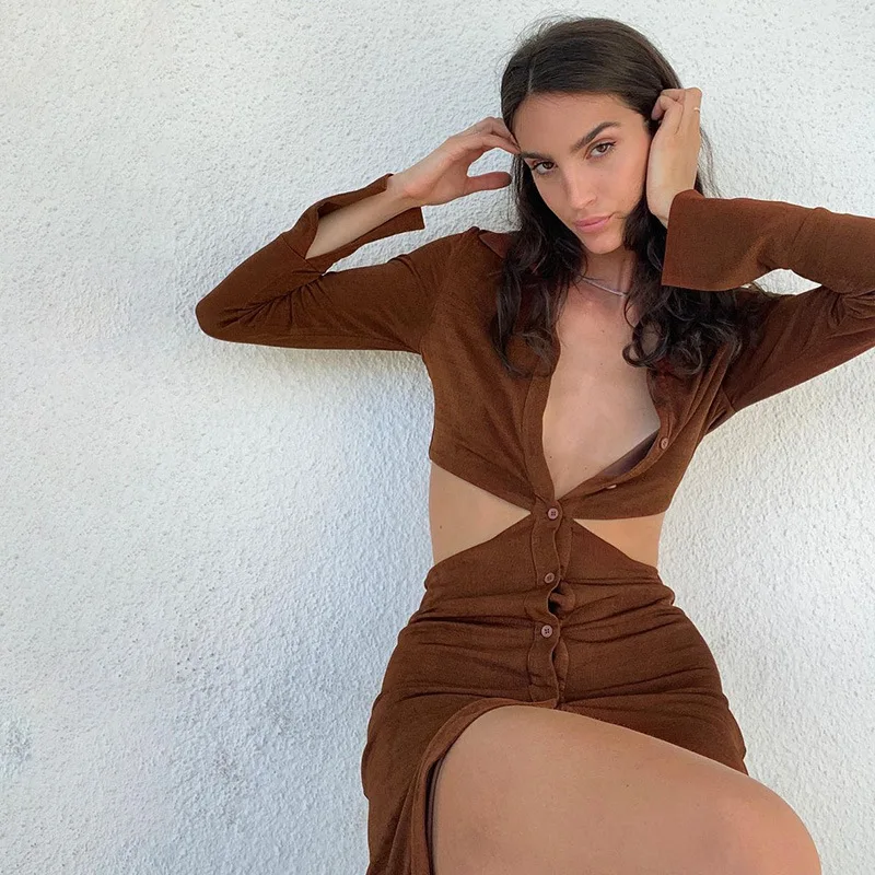 Europe and the United States sexy hollow-out shirt collar temperament ladies dress design sense slim fashion long sleeves skirt
Europe and the United States sexy hollow-out shirt collar temperament ladies dress design sense slim fashion long sleeves skirt