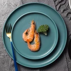 Best selling matte green ceramic custom luxury dinnerware plate sets / dinner plates