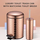 High Quality Household Metal Bathroom Toilet Sanitary Bin Trash Can with Toilet Brush Holder
