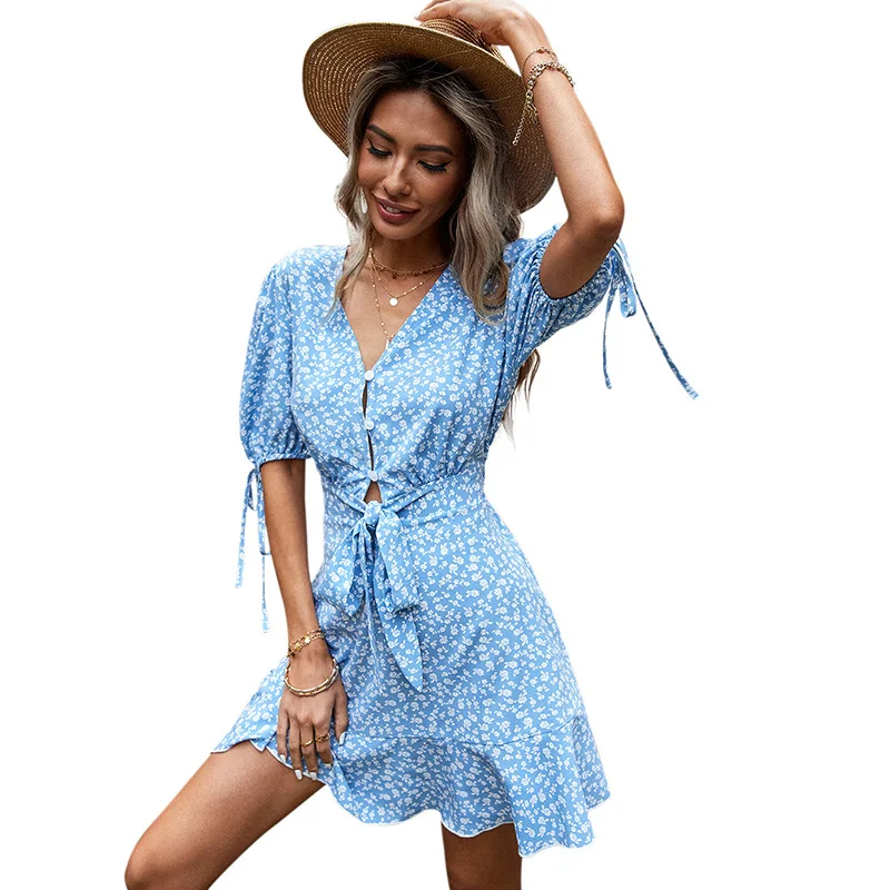 Wholesale 2021 Summer Women Casual A Line Dress Floral Printed Short Sleeve Ruffles Hem Mini Dress
Wholesale 2021 Summer Women Casual A Line Dress Floral Printed Short Sleeve Ruffles Hem Mini Dress