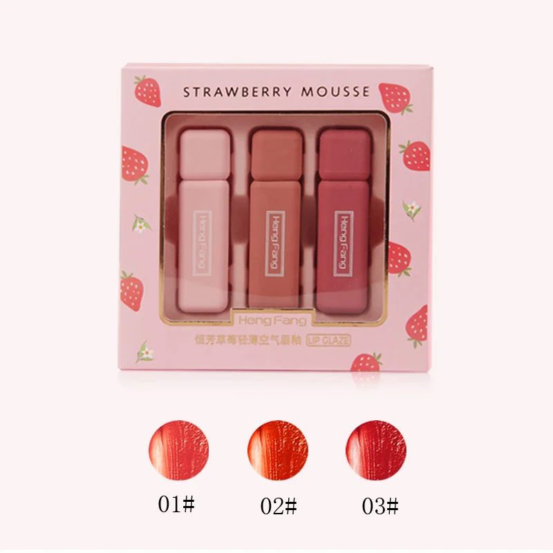 Liquid Moisturizing 3 color Sweet Gift-Set Cosmetics Air Mousse Matte Lipstick Makeup glossy lip gloss private label 
Liquid Moisturizing 3 color Sweet Gift-Set Cosmetics Air Mousse Matte Lipstick Makeup glossy lip gloss private label