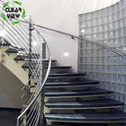 CLEAVIEW FURNISHING high safety double stringer glass stairs australian fashion glass staircase