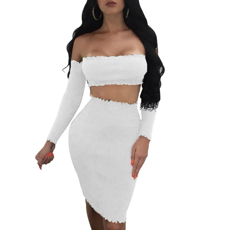 Wholesale Custom Sexy Fashion Tight Solid Two Pieces Set Skirt Tube Top Off-the-shoulder Long Sleeve Dress, As picture
Wholesale Custom Sexy Fashion Tight Solid Two Pieces Set Skirt Tube Top Off-the-shoulder Long Sleeve Dress, As picture