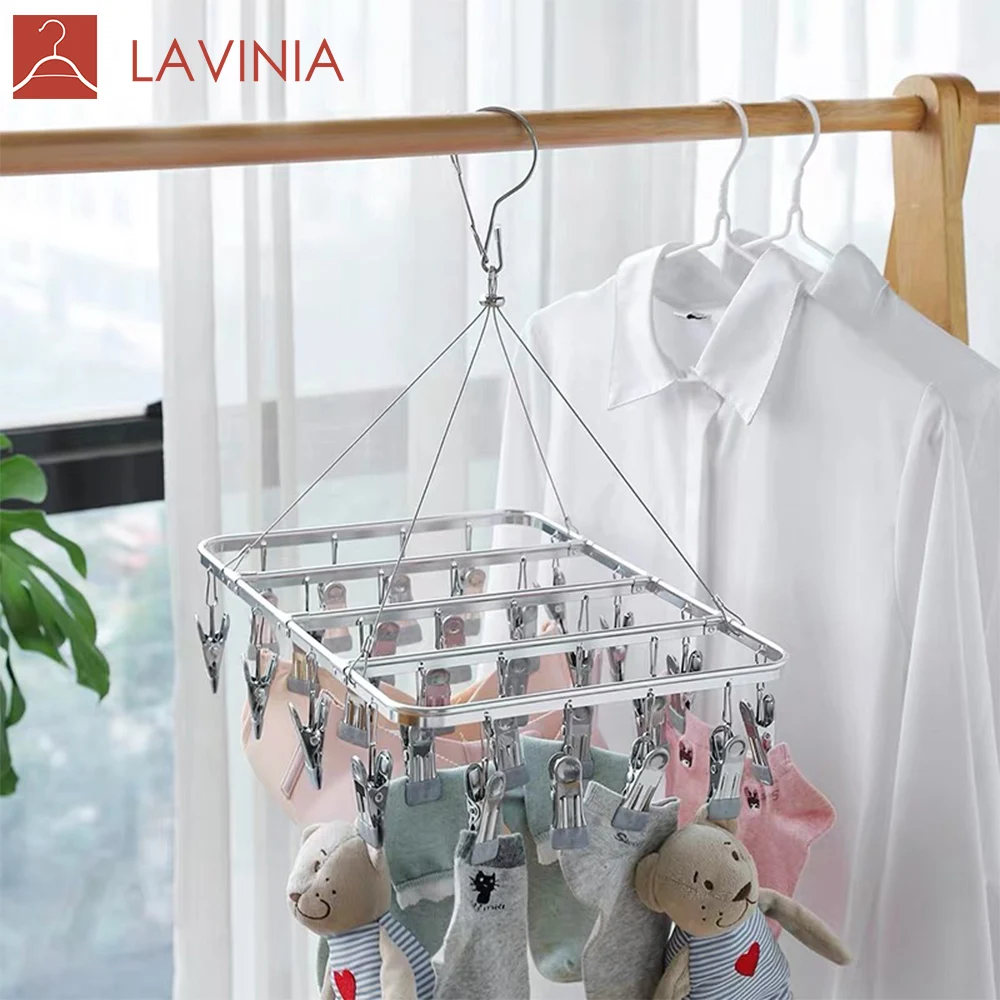 Magic hanger sock rack clip metal hanger, Silver