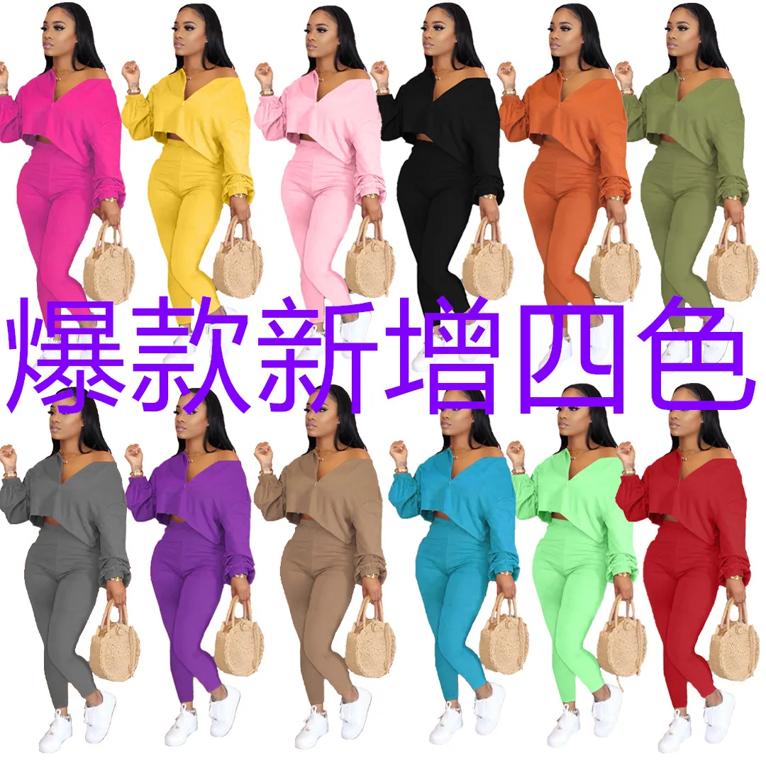 2021 Fall Plus Size Casual Solid Color V Neck 2 Piece Pants Sets Trendy Outfits Women Off Shoulder Two Piece Set Clothing
2021 Fall Plus Size Casual Solid Color V Neck 2 Piece Pants Sets Trendy Outfits Women Off Shoulder Two Piece Set Clothing