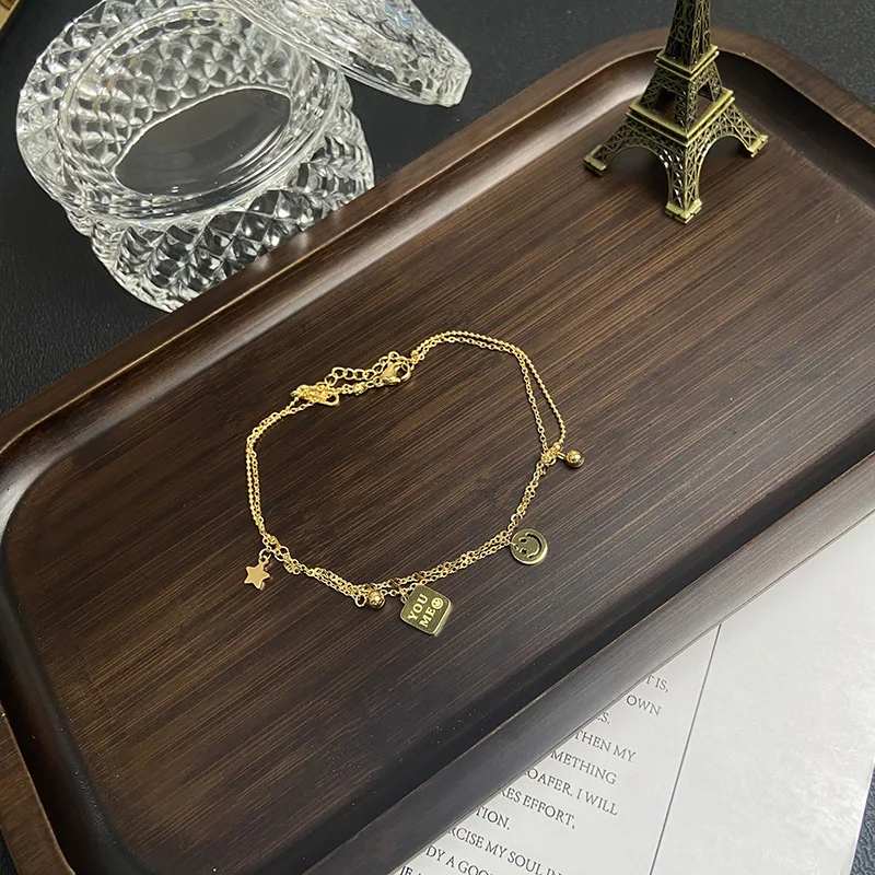 New Arrivals Fashion Jewelry Multi Layers Smiley Gold Plated Stainless Steel Anklet Accessories for Women
New Arrivals Fashion Jewelry Multi Layers Smiley Gold Plated Stainless Steel Anklet Accessories for Women