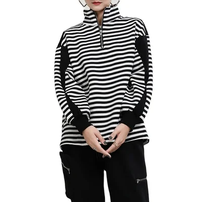 1672 Woman Tops Korean Version Crimping Cotton Plaid Stripe High Collar Pullover Loose Clothing
1672 Woman Tops Korean Version Crimping Cotton Plaid Stripe High Collar Pullover Loose Clothing