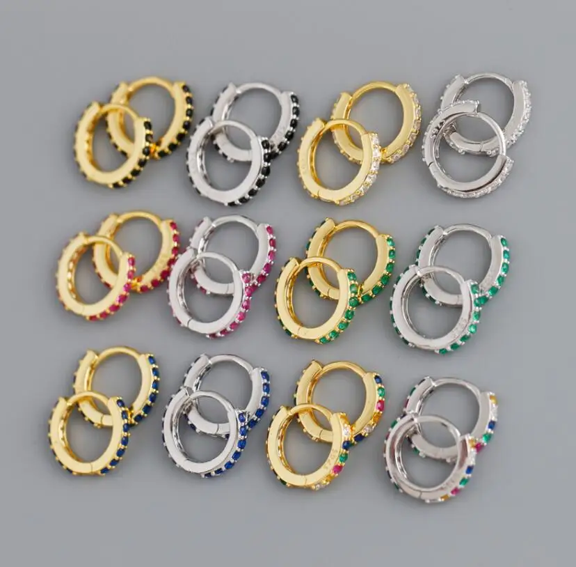 fashion NEW 925 Sterling Silver inner diameter 8.8MM round cubic zircon rainbow multicolor cz black cz hoop earrings for women
fashion NEW 925 Sterling Silver inner diameter 8.8MM round cubic zircon rainbow multicolor cz black cz hoop earrings for women