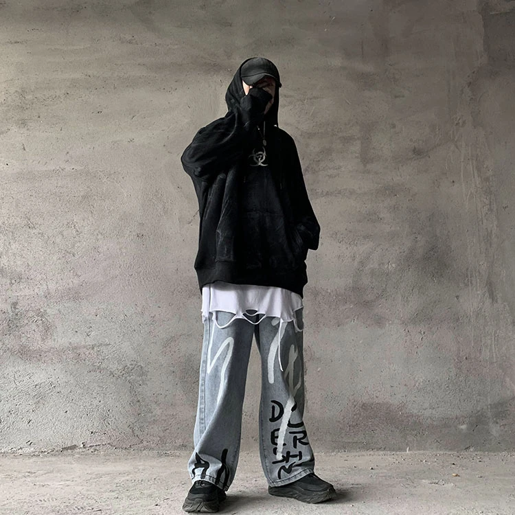 Mr. Black Hand-painted graffiti jeans retro high street hip-hop wide-leg oversized trousers niche trendy brand, Multi
Mr. Black Hand-painted graffiti jeans retro high street hip-hop wide-leg oversized trousers niche trendy brand, Multi