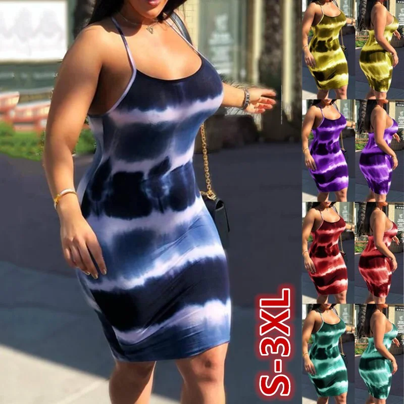 F11903 New Style Plus Size S-5xl Tie Dye Club Dresses Spaghetti Strap Party Dress Women Sleeveless Backless Summer Dresses
F11903 New Style Plus Size S-5xl Tie Dye Club Dresses Spaghetti Strap Party Dress Women Sleeveless Backless Summer Dresses