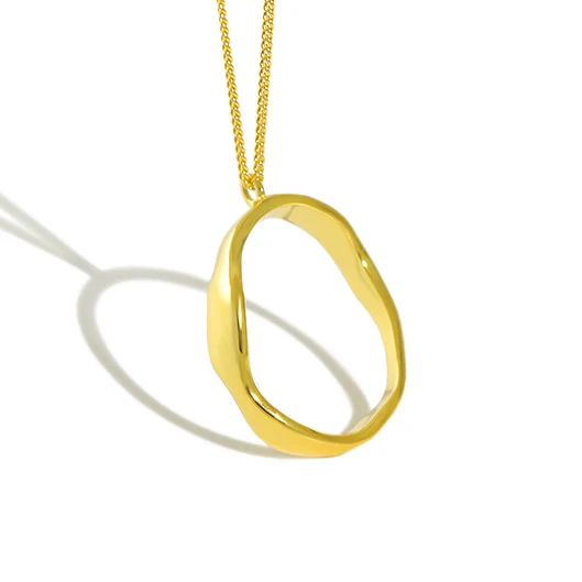H-N537 minimalist women 925 sterling silver jewelty circle wave necklace, Gold/white gold
H-N537 minimalist women 925 sterling silver jewelty circle wave necklace, Gold/white gold