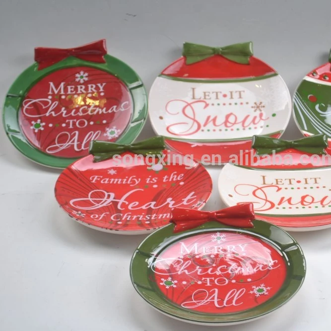 Adornos de Navidad decoración inflable colorido plato de cerámica