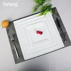 Wedding Party Tableware Supplies Square White Ceramic Dinner Plates For Hotel
