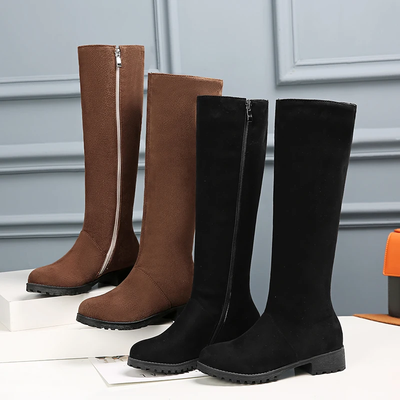 Winter Round Head Black Brown Color Suede Leather Daily Casual Low Heel Ladies Knee High Autumn Boots
Winter Round Head Black Brown Color Suede Leather Daily Casual Low Heel Ladies Knee High Autumn Boots