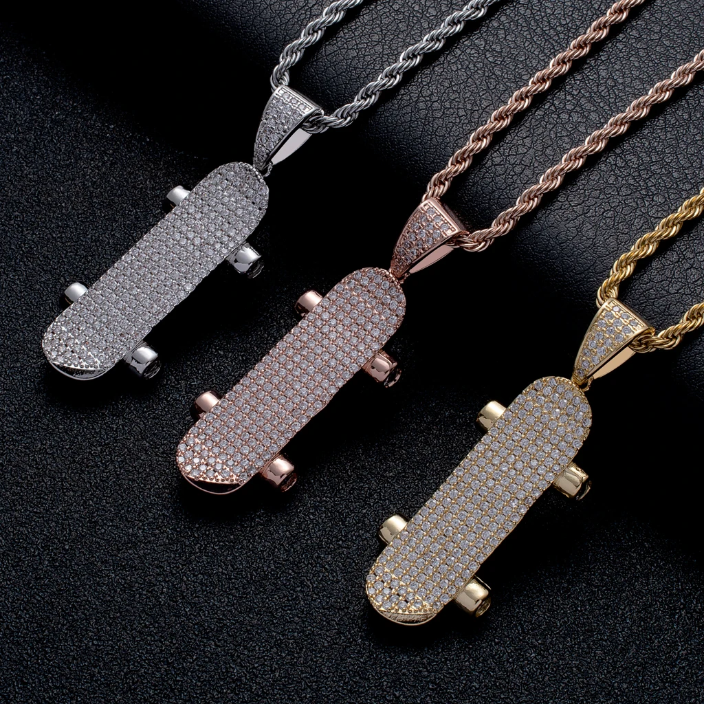 New Hiphop Jewelry Gold & Silver and Rose Gold Skateboard Pendant Necklace ManJewelry with Cubic Zirconia Necklaces, Gold, white gold
New Hiphop Jewelry Gold & Silver and Rose Gold Skateboard Pendant Necklace ManJewelry with Cubic Zirconia Necklaces, Gold, white gold