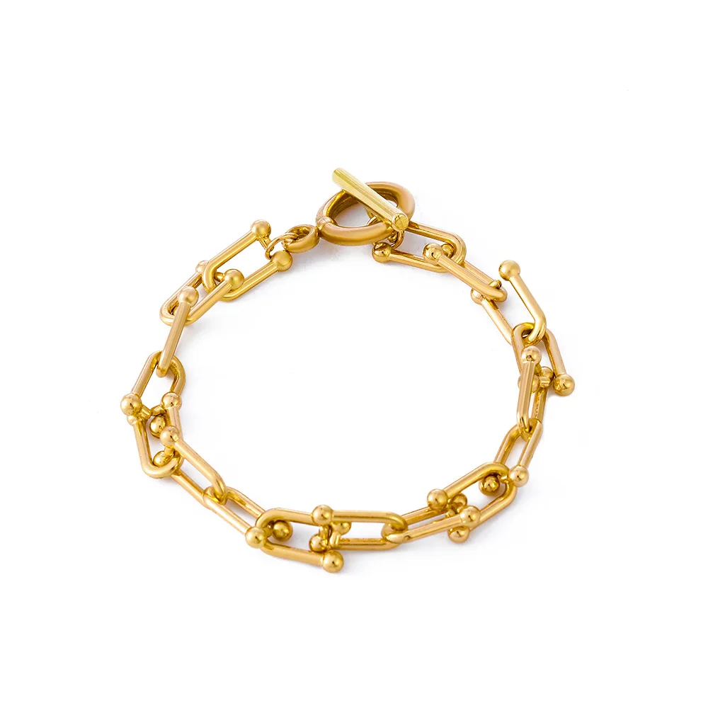 Fashion Metal Thick Chain Bracelet Retro U-shaped Long Horseshoe Chain OT Buckle Couple Bracelet
Fashion Metal Thick Chain Bracelet Retro U-shaped Long Horseshoe Chain OT Buckle Couple Bracelet