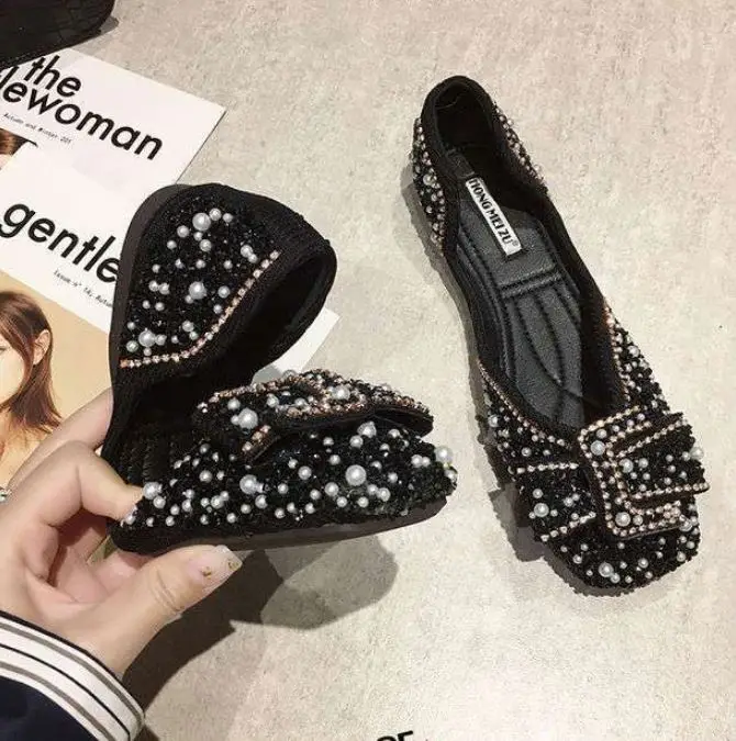 Retro casual shoes women's 2021 summer new style all-match flat bottom shoes pearl rhinestone shallow mouth square trendy shoes, Picture shows
Retro casual shoes women's 2021 summer new style all-match flat bottom shoes pearl rhinestone shallow mouth square trendy shoes, Picture shows